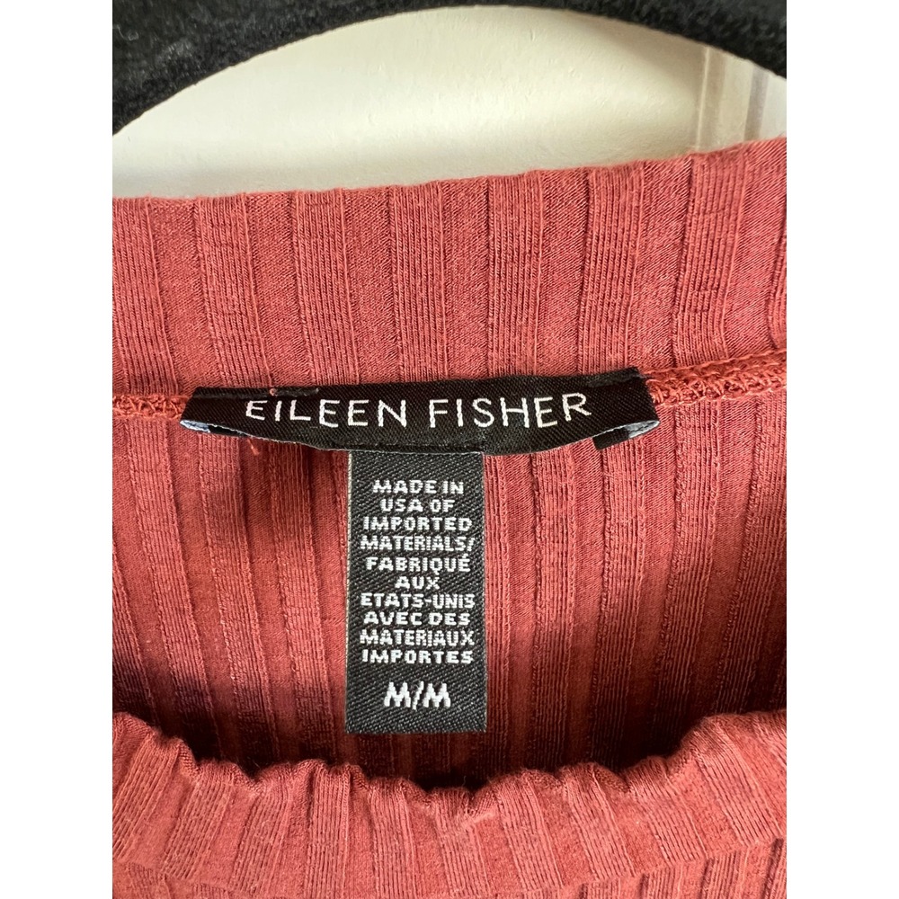 Eileen Fisher Textured Stretch Ribbed Sleeveless Top Medium Terra‎ Cotta  Tencel - Picture 3 of 6